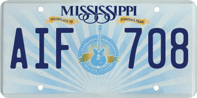 MS license plate AIF708