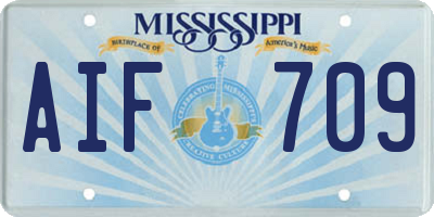 MS license plate AIF709