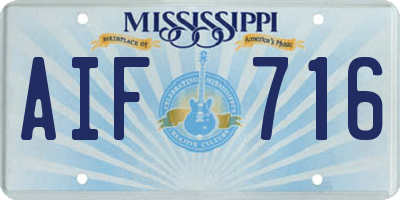 MS license plate AIF716