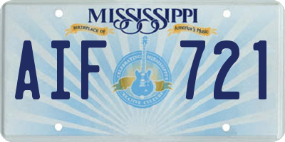 MS license plate AIF721