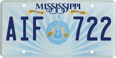 MS license plate AIF722
