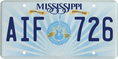 MS license plate AIF726