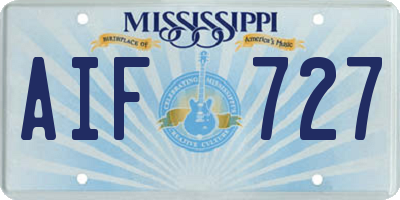 MS license plate AIF727