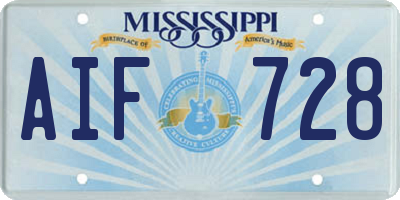 MS license plate AIF728