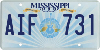 MS license plate AIF731