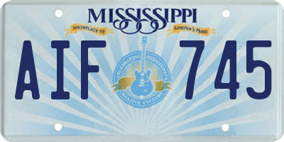 MS license plate AIF745