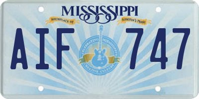 MS license plate AIF747
