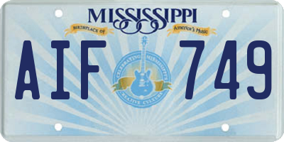 MS license plate AIF749