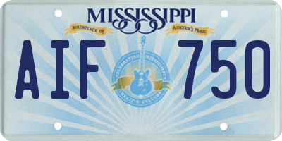 MS license plate AIF750
