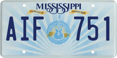 MS license plate AIF751