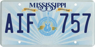 MS license plate AIF757