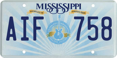 MS license plate AIF758