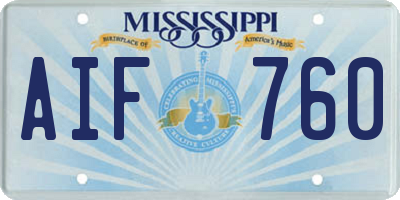 MS license plate AIF760