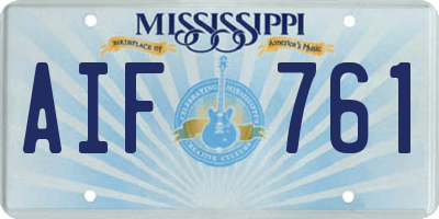 MS license plate AIF761