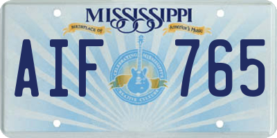 MS license plate AIF765