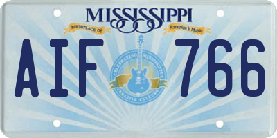 MS license plate AIF766