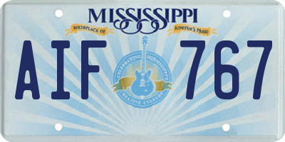 MS license plate AIF767