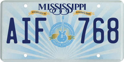 MS license plate AIF768
