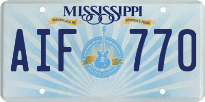 MS license plate AIF770