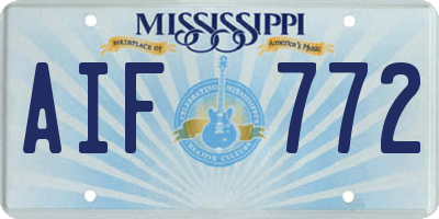 MS license plate AIF772