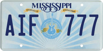 MS license plate AIF777