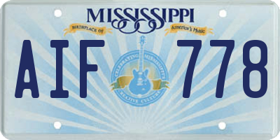 MS license plate AIF778