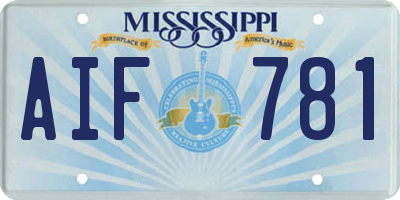 MS license plate AIF781