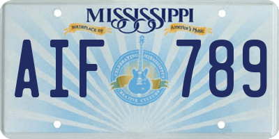 MS license plate AIF789
