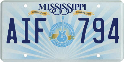 MS license plate AIF794