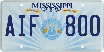 MS license plate AIF800