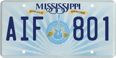 MS license plate AIF801