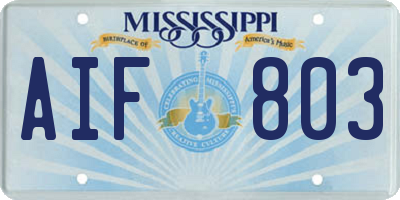 MS license plate AIF803