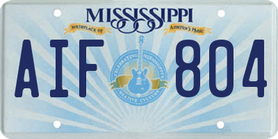 MS license plate AIF804