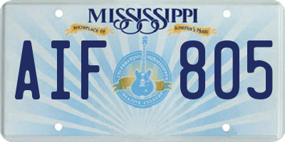 MS license plate AIF805