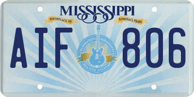 MS license plate AIF806