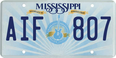 MS license plate AIF807