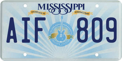 MS license plate AIF809