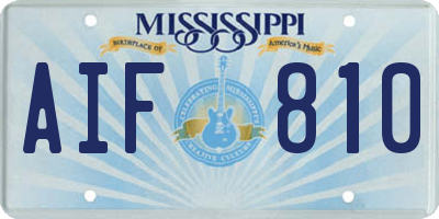 MS license plate AIF810