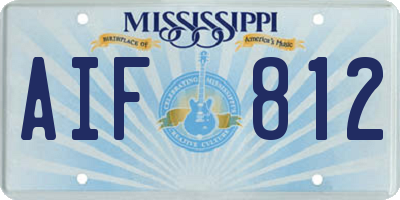 MS license plate AIF812