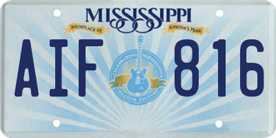 MS license plate AIF816