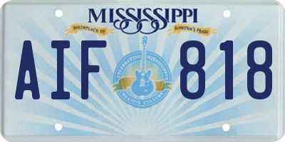 MS license plate AIF818