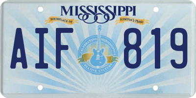 MS license plate AIF819