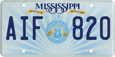 MS license plate AIF820