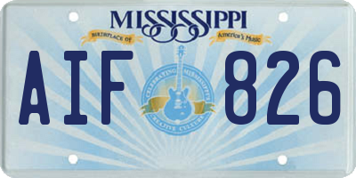 MS license plate AIF826