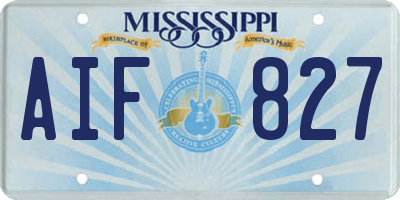 MS license plate AIF827