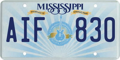 MS license plate AIF830