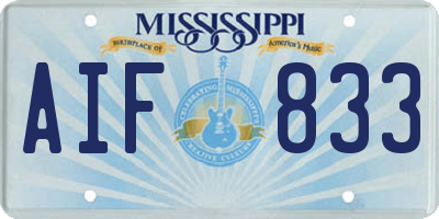 MS license plate AIF833