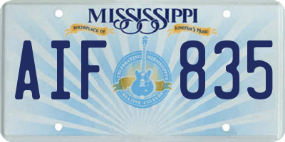 MS license plate AIF835