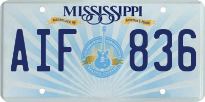 MS license plate AIF836