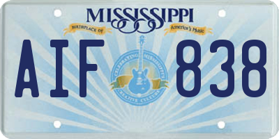 MS license plate AIF838